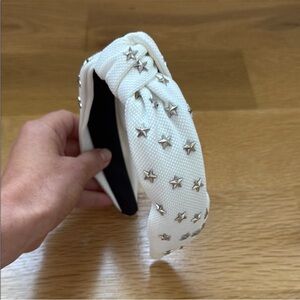Lele Sadoughi White Headband with Silver Stars